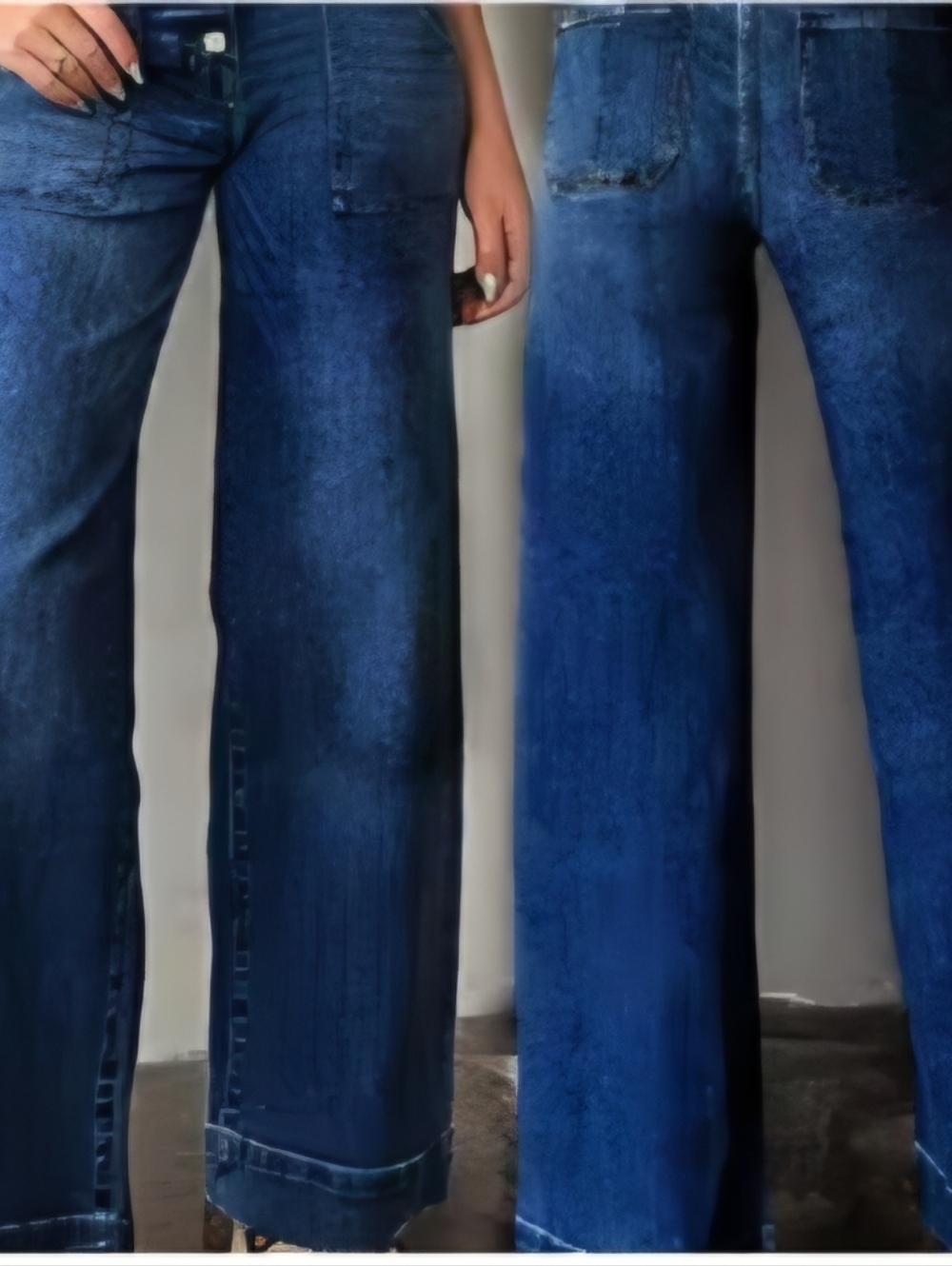 Women's Wide Leg High Waisted Stretch Denim Jeans - Dark Wash Blue Sz XXL